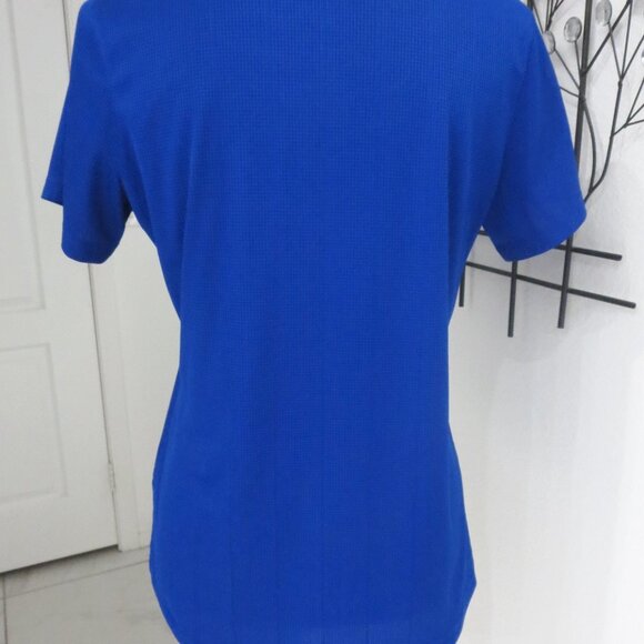 New TOPLESS in ARIZONA Applique V-Neck Polo Shirt Convertible Car M NWOT Blue - Picture 7 of 10